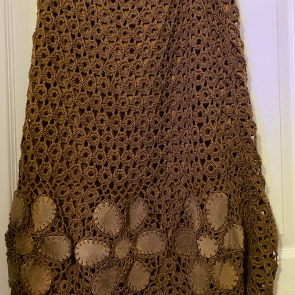 Vintage Crocheted  Brown Women’s Boho Skirt Size XL - Picture 5 of 11